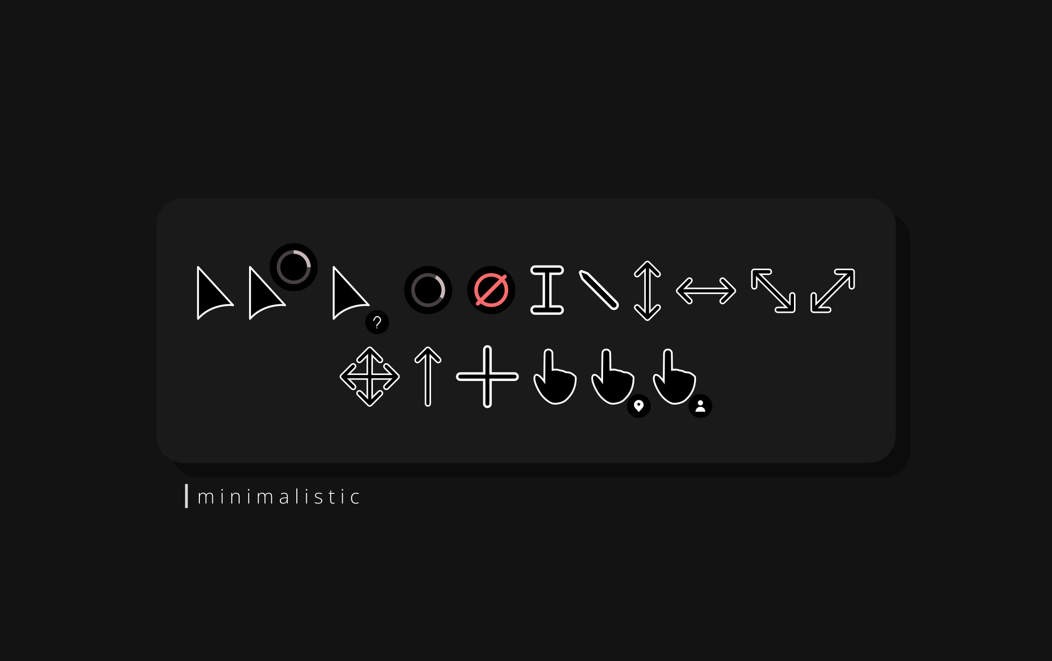 A minimalist cursor i made using Inkscape and RealWorld Cursor Editor, using a simple yet functional design, while still looking aesthetically pleasing to use.